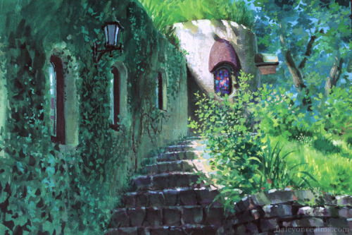 ca-tsuka:  Ghibli Museum illustrated postcards by Noboru Yoshida (art director on Ponyo, Howl’s Moving Castle, Arietty …).