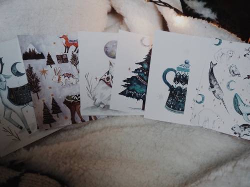  5.5x 4 postcard/greeting card one sided holiday cards! Your purchase includes 7 magical winter illu