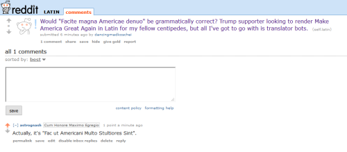 ciceronian:I’m doing the Lord’s work over on r/Latin.