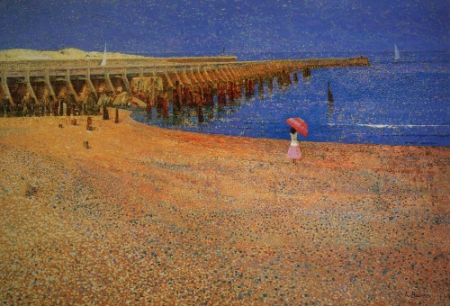 On Walberswick Beach    -   Lionel BulmerBritish  1919-1992 Oil on board