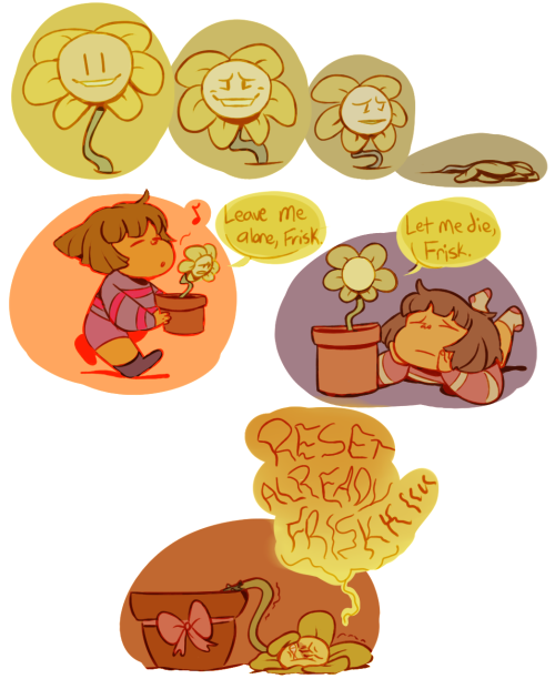 creepyknees:i dunno if this would count as an au or not but the “frisk adopting a vehement flowey in