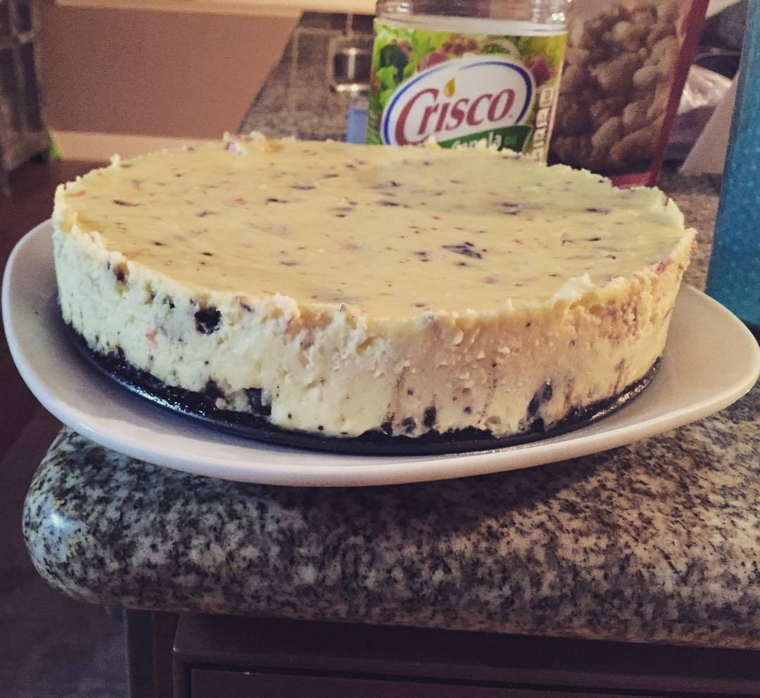 White Chocolate peppermint bark cheesecake with Oreo crust 😋 by 6feetofsunshine