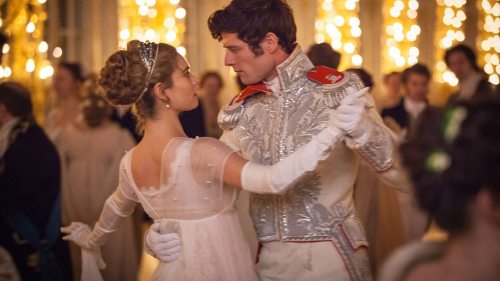 costumefilms:War and Peace S01E03 (2016) - Lily James as Natasha Rostova wearing an ivory lace slip 