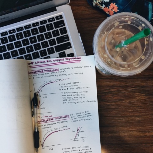 eudaimonia-111:3.3.18// 3:25 pm. some biochemistry lecture notes ft. an iced caramel macchiato, my f