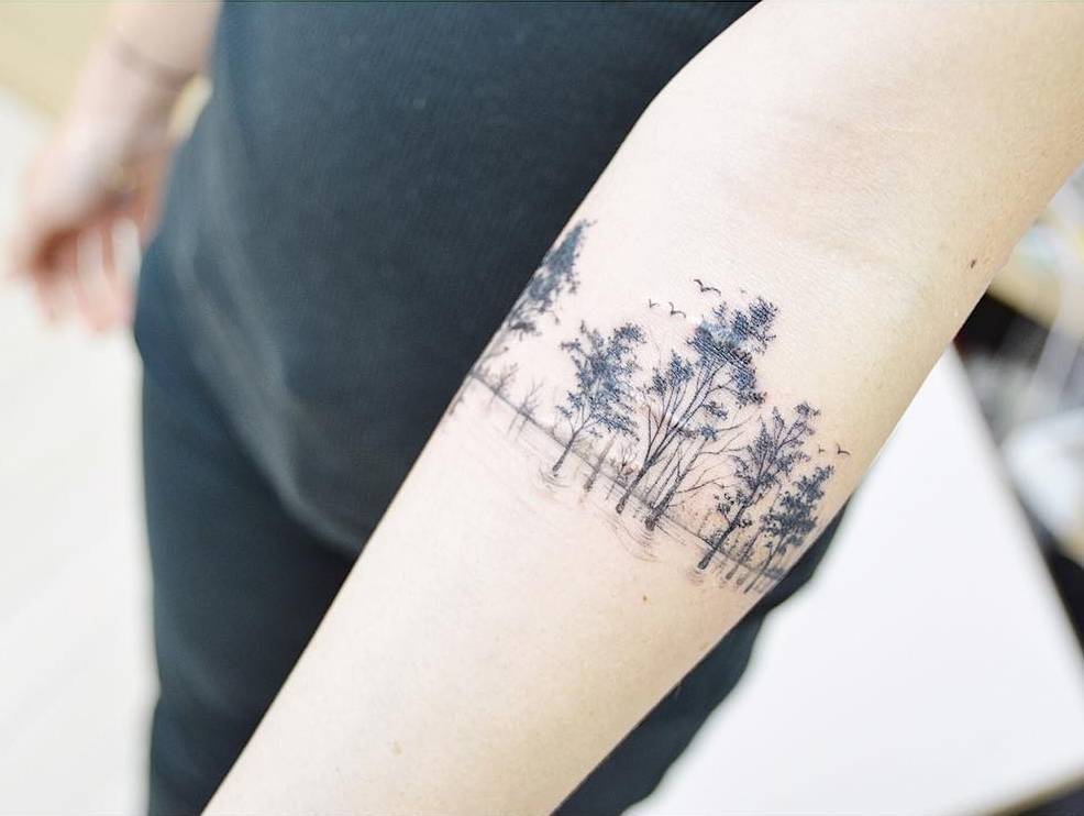 Scar cover tree tattoo on the right inner forearm.... - Official Tumblr  page for Tattoofilter for Men and Women