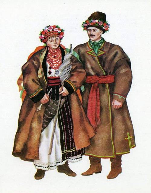kurhanchyk:Ukrainian newlyweds from different regions wearing traditional wedding clothes.Eastern Po