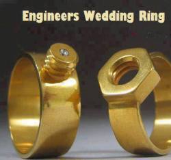 astrodidact:  Because nothing quite says, “I want to screw you for the rest of my life”, like the new Engineer’s Wedding Ring from Fales. And for that special lady, this will be her way of saying, “I’ve got your nuts, forever”.