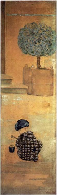 artist-bonnard:  The Child with a Sandcastle, or The Child with a Bucket, Pierre BonnardSize: 50x167 cmMedium: oil on canvas