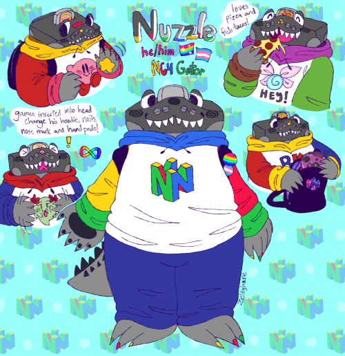 zeldyharedoodles: A new oc of mine, Nuzzle the n64 gator