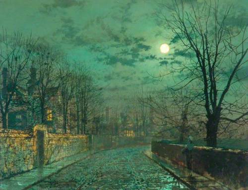 theartistsmanifesto:  Moonlight Scene near Leeds by John Atkinson Grimshaw (1881) 