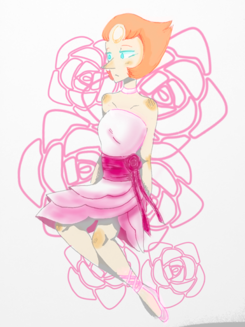 Submission from @owlyshit:I really love your art and I think you’re a really nice person and youre my fav su artist and so I drew this rose quartz themed pearl for you I hope you like it uwu