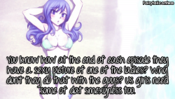 fairytailconfess:  You know how at the end of each episode they have a sexy picture of one of the ladies? Why don’t they do that with the guys? Us girls need some of dat smexyness too.     – submitted by anonymous