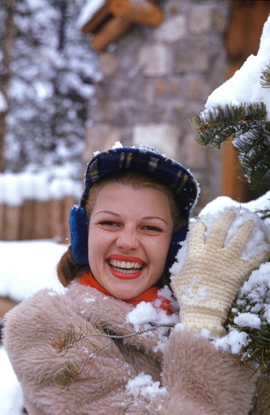 jeannecrains: Rita Hayworth at Sun Valley for the premiere of Sante Fe Trail, December 1940. Photogr