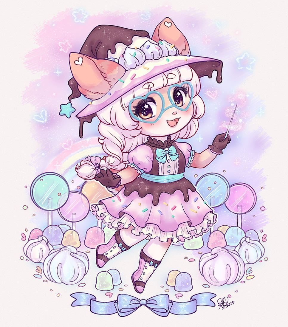 aprilovebird: ‪Sweets witch commish for KaiaButton ! 🍬🍰🍫🍭‬ Cute~!