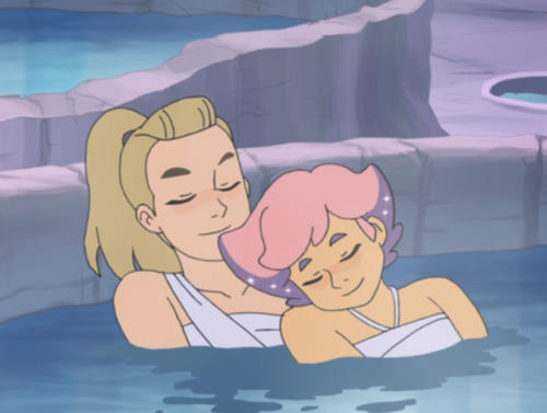 catradora:hey ladies, is it gay to hold and cuddle your friend in the steam grotto?