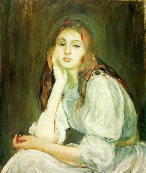 artist-morisot: Julie Daydreaming by Berthe Morisot Medium: oil on canvas