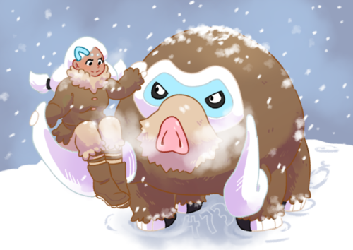 breezyzephyr:POKEDDEXY DAY 12: ICE TYPEMAMMOO!!!!!! its a boar and a mammoth at the same time and i 