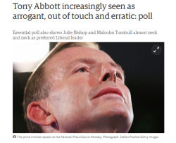 sandandglass:  sandandglass:Source.Looks like Coalition MPs might now be calling for a leadership vote to force Tony Abbott out. One MP has openly called for his resignation.  Can we just have Obama please?