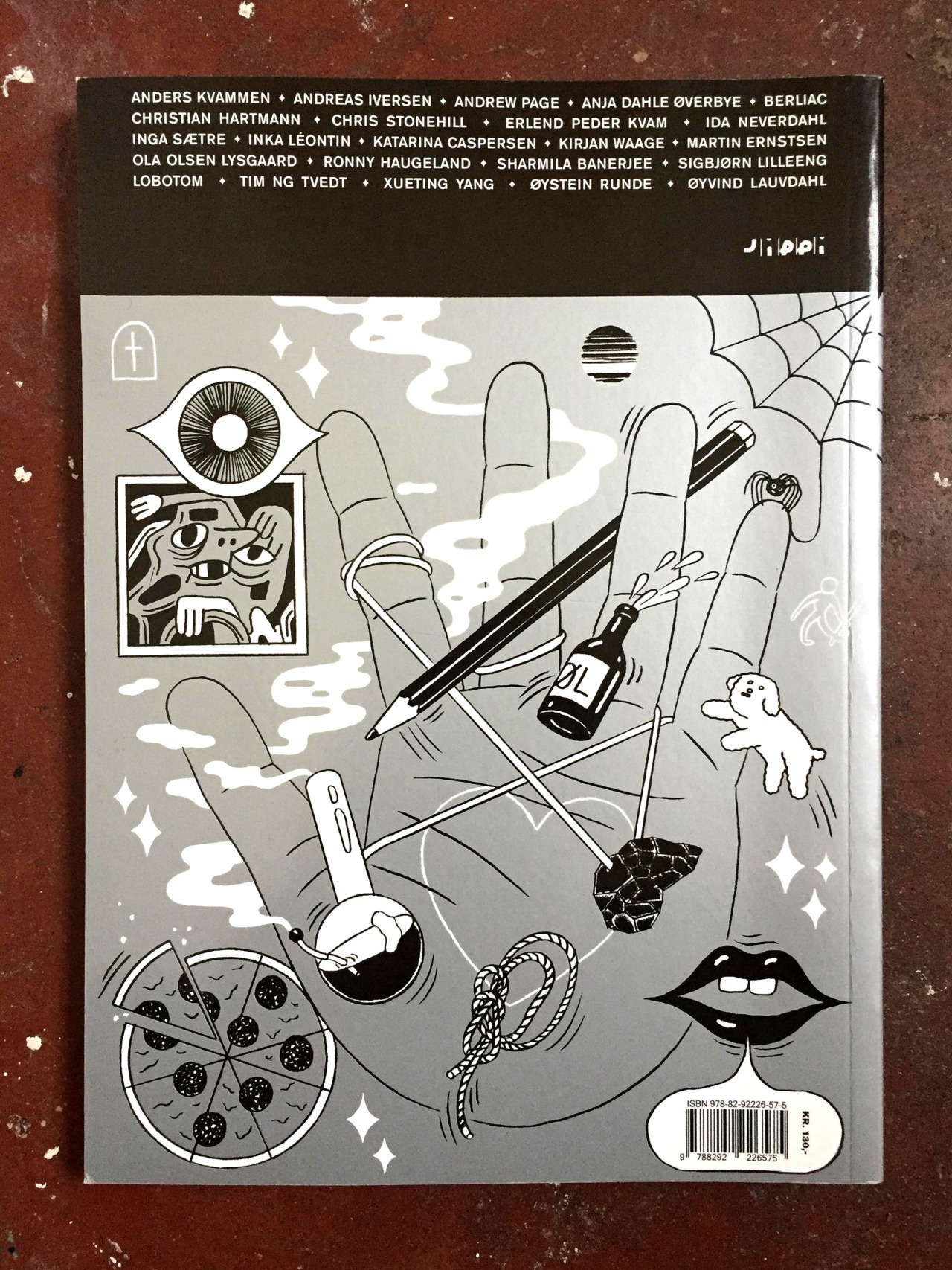 Book cover illustration and layout for Norwegian comics anthology Forresten issue Nr. 29
Printed in silver andblack with a high glossy finish.