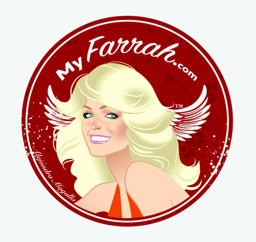 Playing with potential logos… what do you think? Trademark artwork of Farrah Fawcett for http