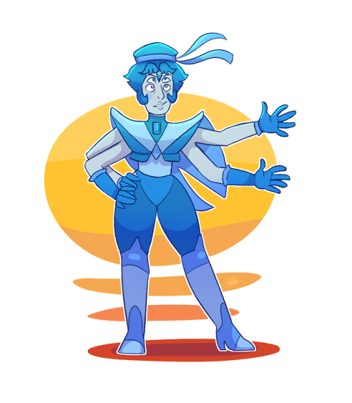 another fair fusion!!! - Blue TourmalineThis time based off another friend’s OC (Maxxie Beryl) and m