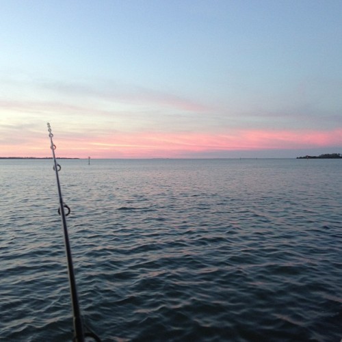 My fishing pole and a pink sky. Two of my favorite things.