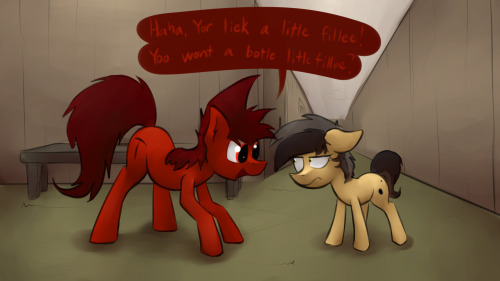 marsminer-venusspring:  Mars can’t help but tease the tiny mare every time she comes over.   …dammit Mars you jerk >o<;