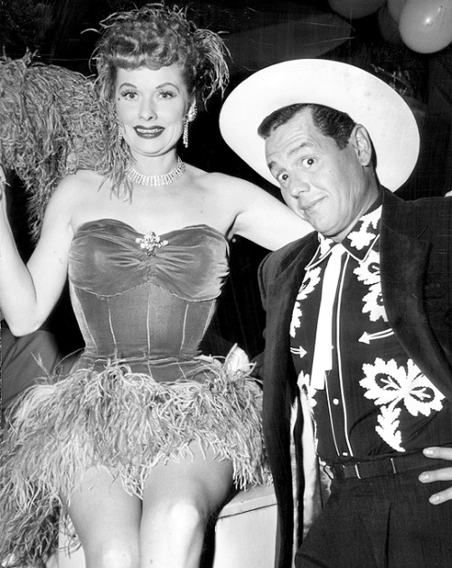 Lucy and Desi at a costume party at Ciros, 1956