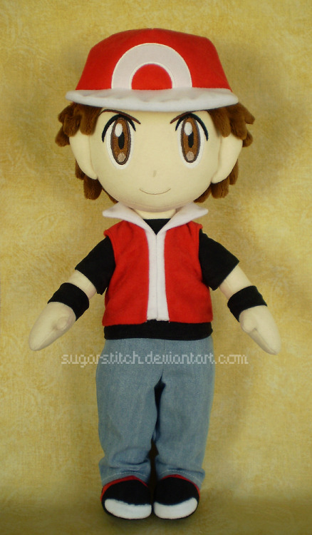 sugarstitchplush:  OOAK Trainer Red Custom Plush~! My (better late then never) way of celebrating Pokemon’s 20th Anniversary~! Red is up for auction on pkmncollectors here: http://pkmncollectors.livejournal.com/21012843.html Red and Pokemon belong to