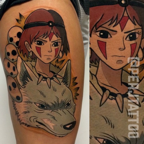 Here’s a Princess Mononoke tattoo I did.