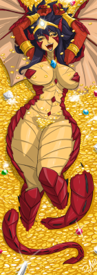 shonuff44:   I was going for a Dakimakura pillow style with this one. This one took a little while to do. I think I added too much gold. LOLThe real question is….which do you want to take home….the Dragon or the gold? the treasure or the pleasure?