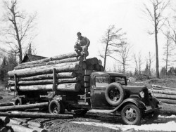 truckingworldwide:  1934 Chevrolet with load of logs 