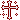 small pixelated animation of a black and red cross