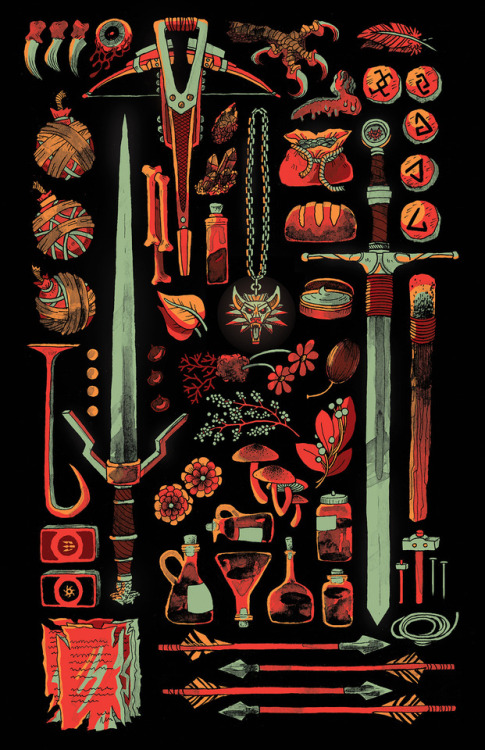 spookpooch: my Witcher inventory piece is done!!!  I’ll have prints  of this debutin