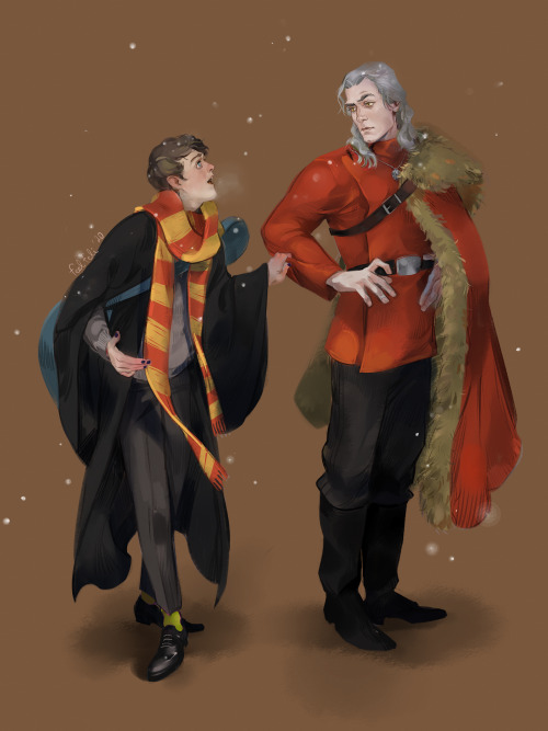 Hogwarts AU, in which all witchers are Durmstrang students studying dark magic in the North, and Jas