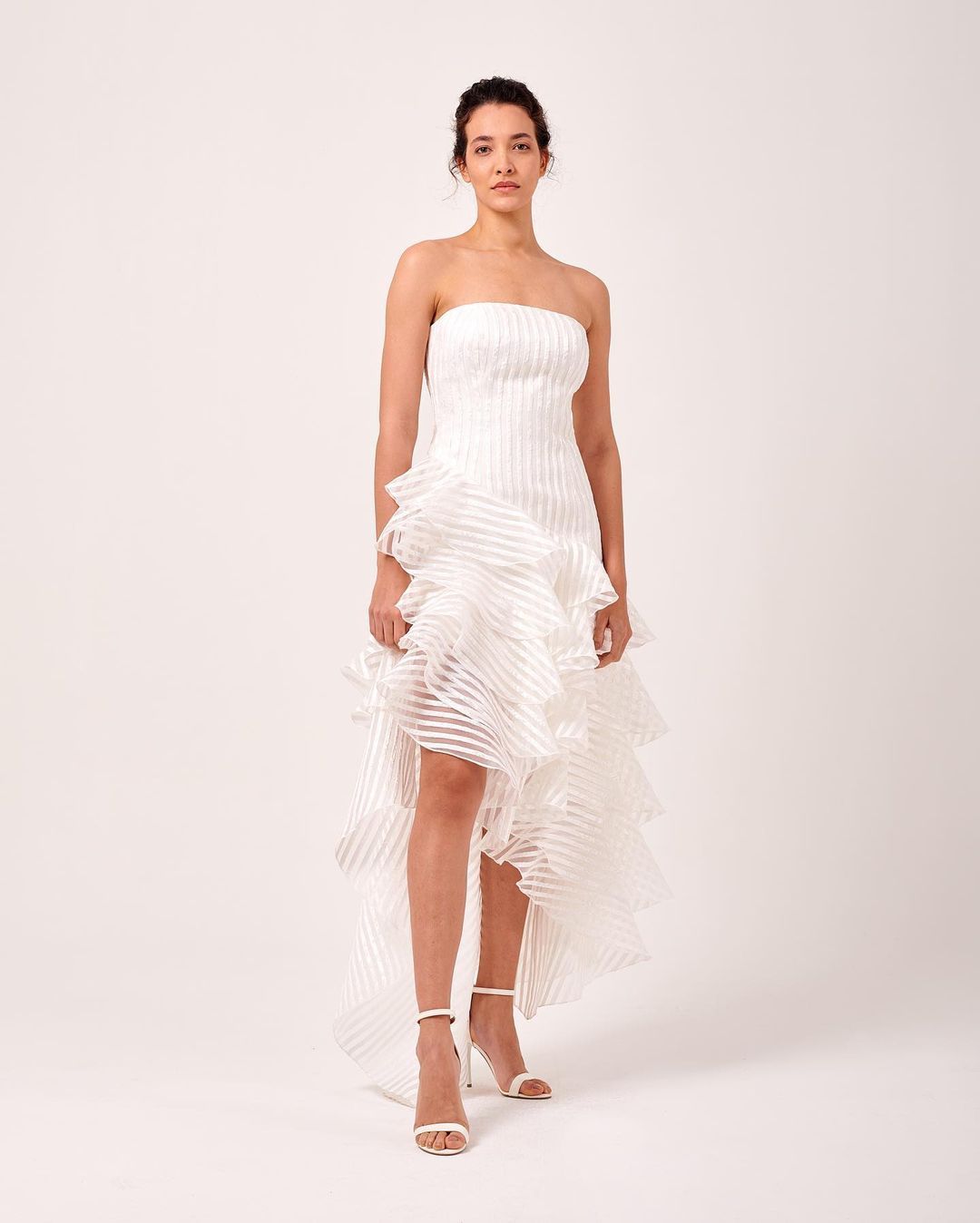 A-Line Flowered Jacquard Dress with Organza Bow Detail – John Paul Ataker