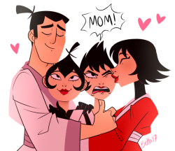 drfoxes:  @knivxsanddespair I already drew older Hoshi and Akari here but here’s them as teens getting a lot of love from their parents (whether they like it or not!)  