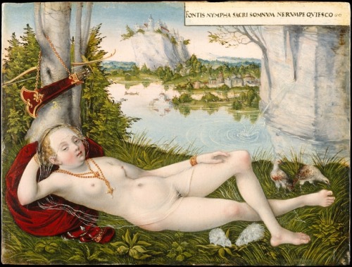 Nymph of the Spring by Lucas Cranach the YoungerGerman, c. 1545-1550oil on beech panelMetropolitan M