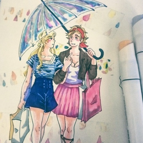 sketchy-milk:nor: switch your umbrella holding hand. you’re getting yourself wet. den: but I w