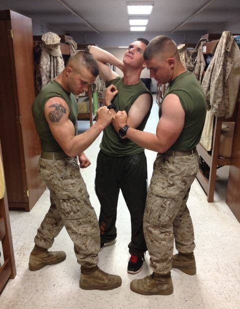 jarheadjay: Sexy marine meat.  Arms and ass, very nice. They just love to show off the moment t