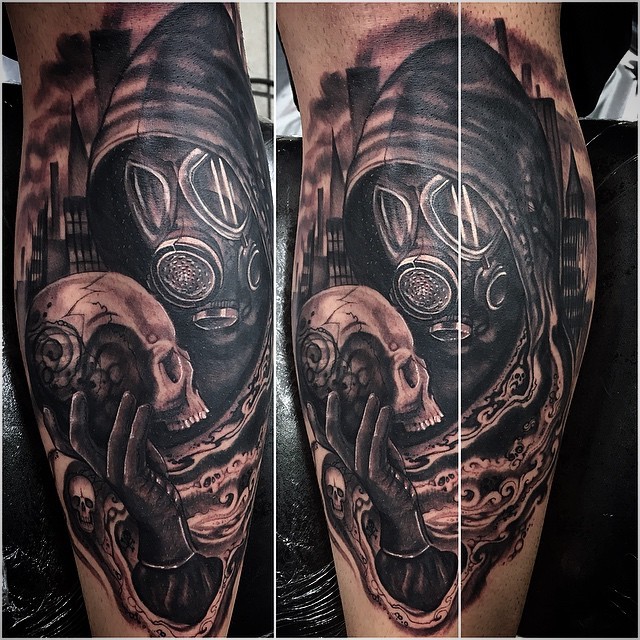 Tattoo uploaded by Alex Wikoff  Post Apocalyptic by Greg Nicholson via  IGevilkolors blackandgrey fineline realism gregnicholson  Tattoodo