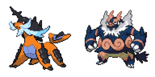 I feel as though Samurott looks much better in the red than Emboar looks in the blue.