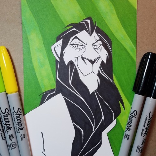  744: InkTober Day 08 “Crooked”   Had to draw Scar, one of my favorite Disney baddies ;)