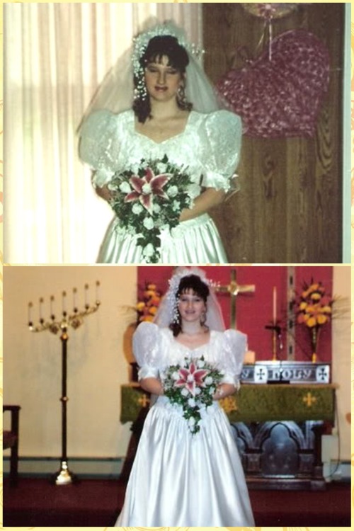 This montage of bridal crossdresser Karen Marie feature pictures of her from 1985, when she was 15.