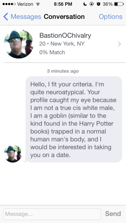 basedthursday:  americanpornstar:  idontfeellikedrawing:   warp-corevalues:  ive found one in the wild  not a true cis white male, but a goblin   No fatties  This can’t be real; that euphoric statement gives it away