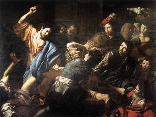 Christ Driving the Money Changers out of the Temple, Valentin de Boulogne (Le Valentin), ca. 1618