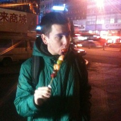 Caramelized fruit on a stick for 80 cents? Hell yeah! #studyabroad #china #onastick #dalian