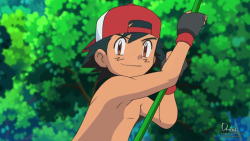 th3dm0n:  Ash Ketchum - Wild Boy Original Artwork (Screenshot) is from the Pokemon Best Wishes Anime  Series, Episode “Rival Battle! Vanipeti, Dokkorer Sansen!!”, edited by  dm0n.© Names &amp; Characters are Copyrighted by Pokémon/Nintendo.No copyright
