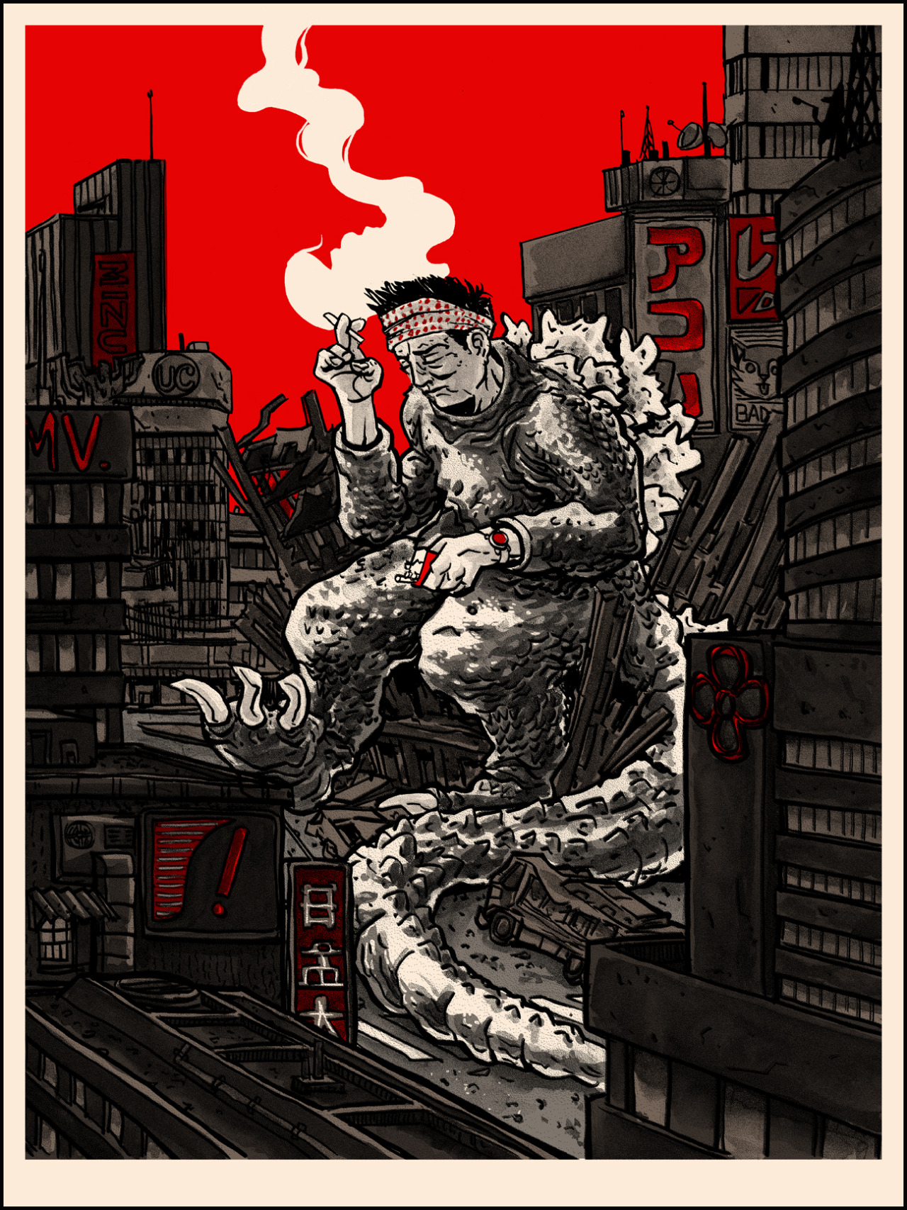 xombiedirge:
“Godzilla vs. The Smoke Monster by Tim Doyle / Tumblr / Store
18” X 24” screen print, S/N edition of 150.
Part of the art show,’Blunt Graffix Presents Gojira’, opening April 18th 2014, at Blunt Graffix / Tumblr.
”