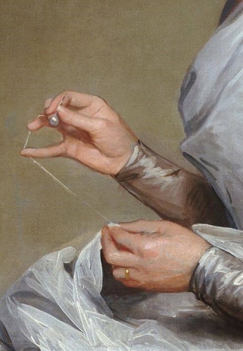 hierophilic:frenchmatte:Hands in Art. 1) Anselm Feuerbach, half-length portrait of a Roman Woman(det